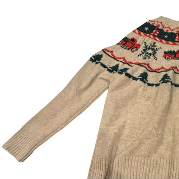 Maurices Tan Sweater with Festive Red and Green Accents - Picture 5 of 8